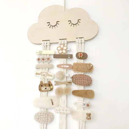 Wooden Cloud Hairclips Holder