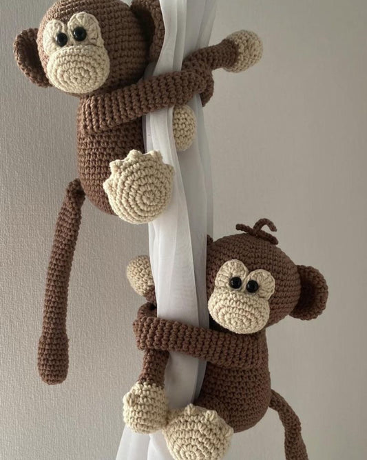 Crochet Monkey Tiebacks 2pc