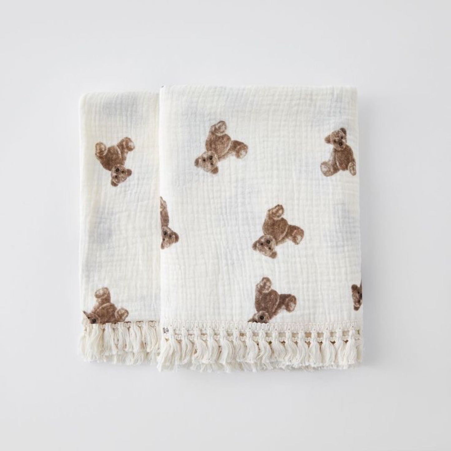 Plush bear muslin blanket/swaddle