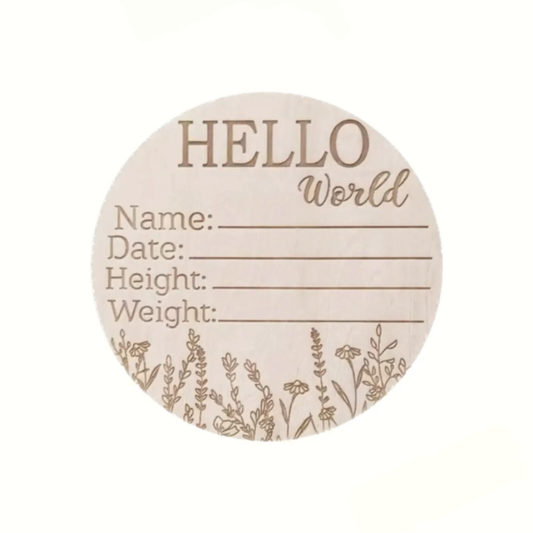 Engraved Wooden Hello Milestone