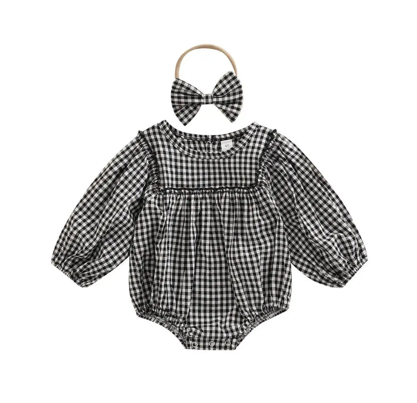 Mono Plaid Romper