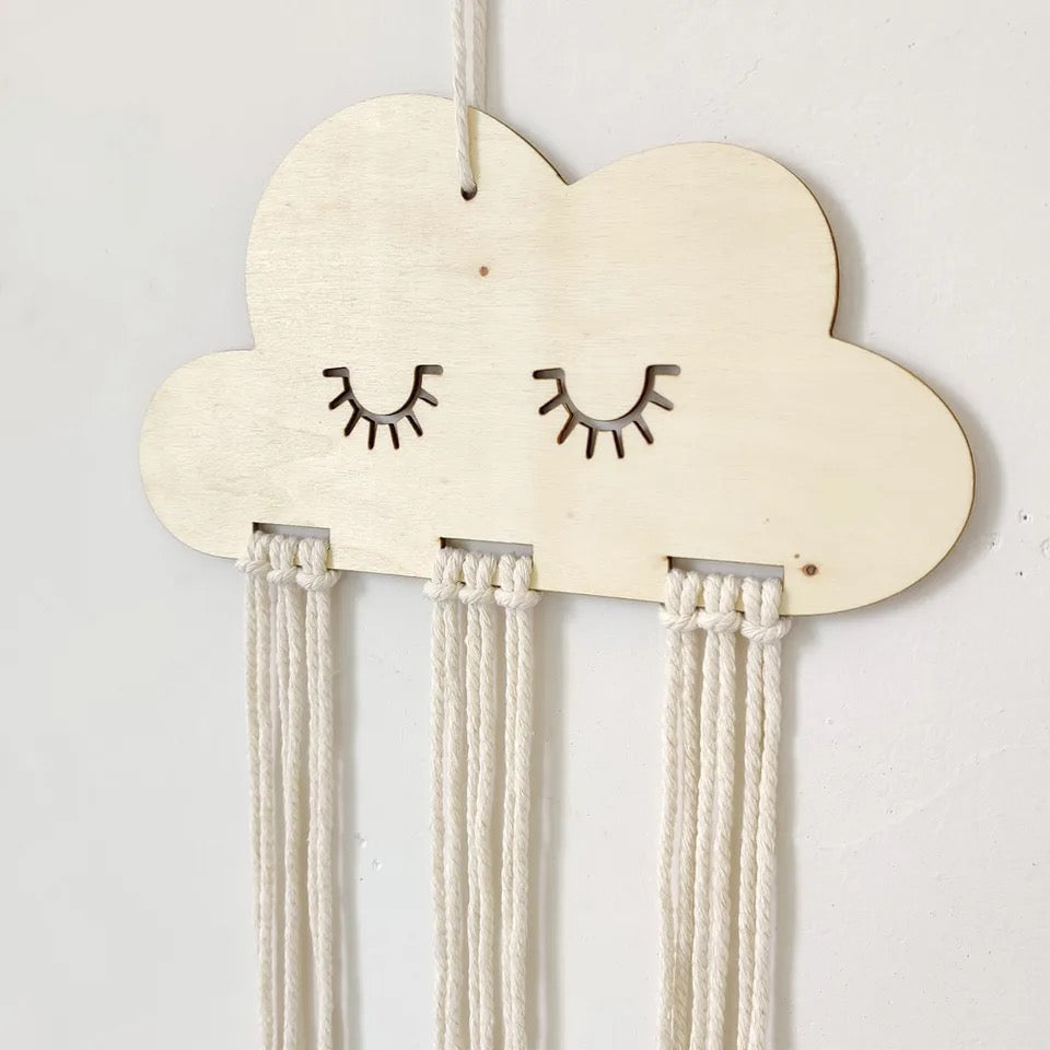 Wooden Cloud Hairclips Holder