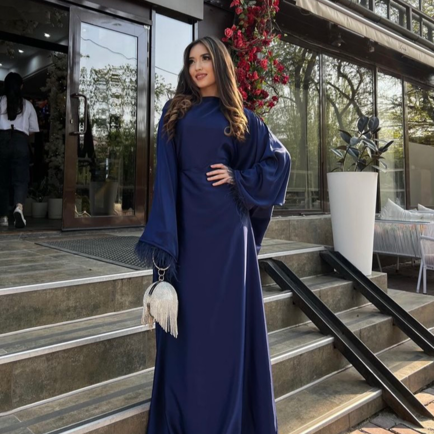 Royal Blue Satin Kaftan