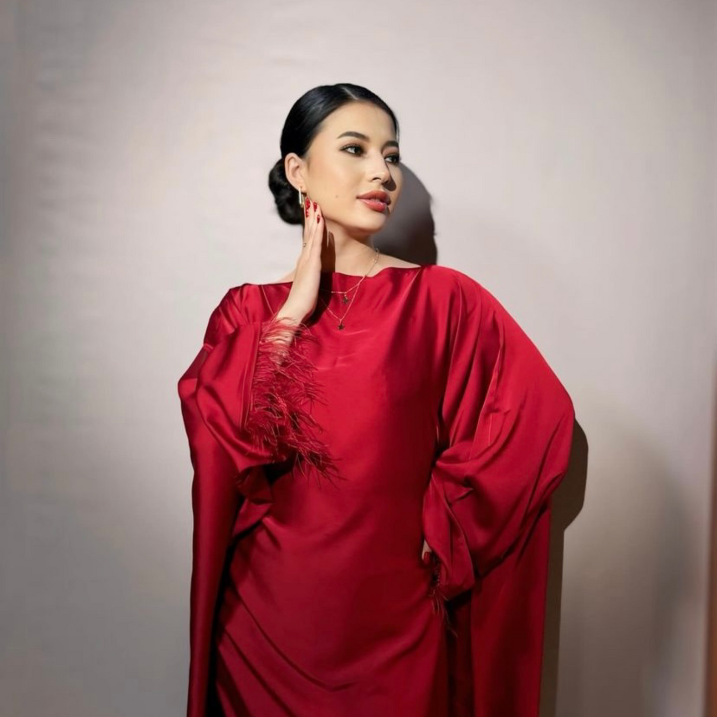 Royal Red Satin Kaftan