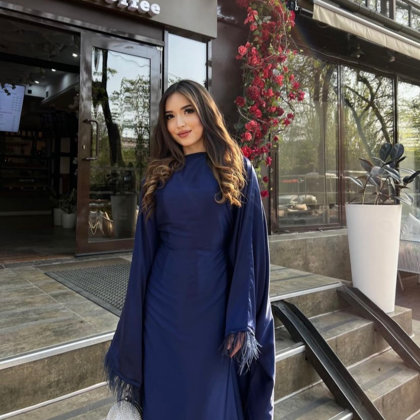 Royal Blue Satin Kaftan