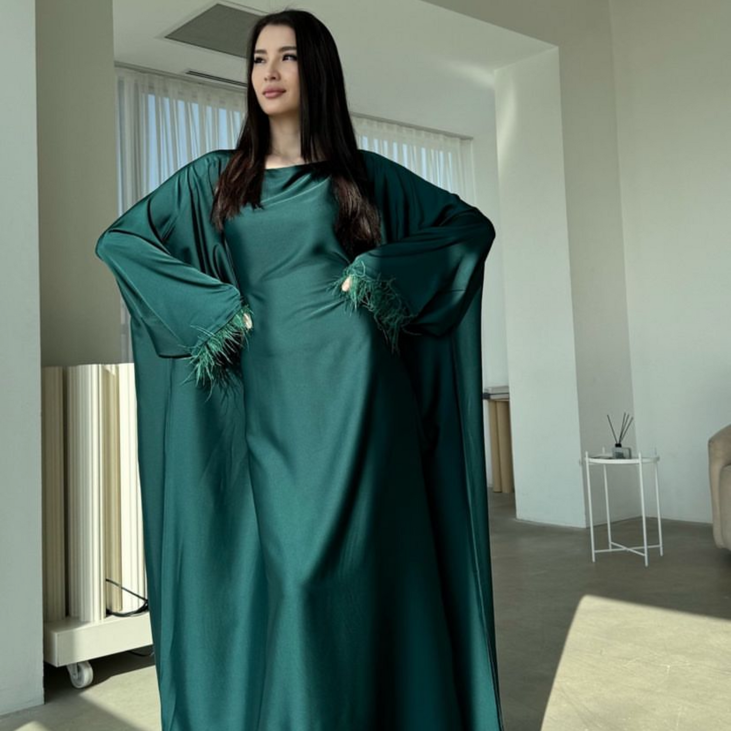 Green Satin Kaftan