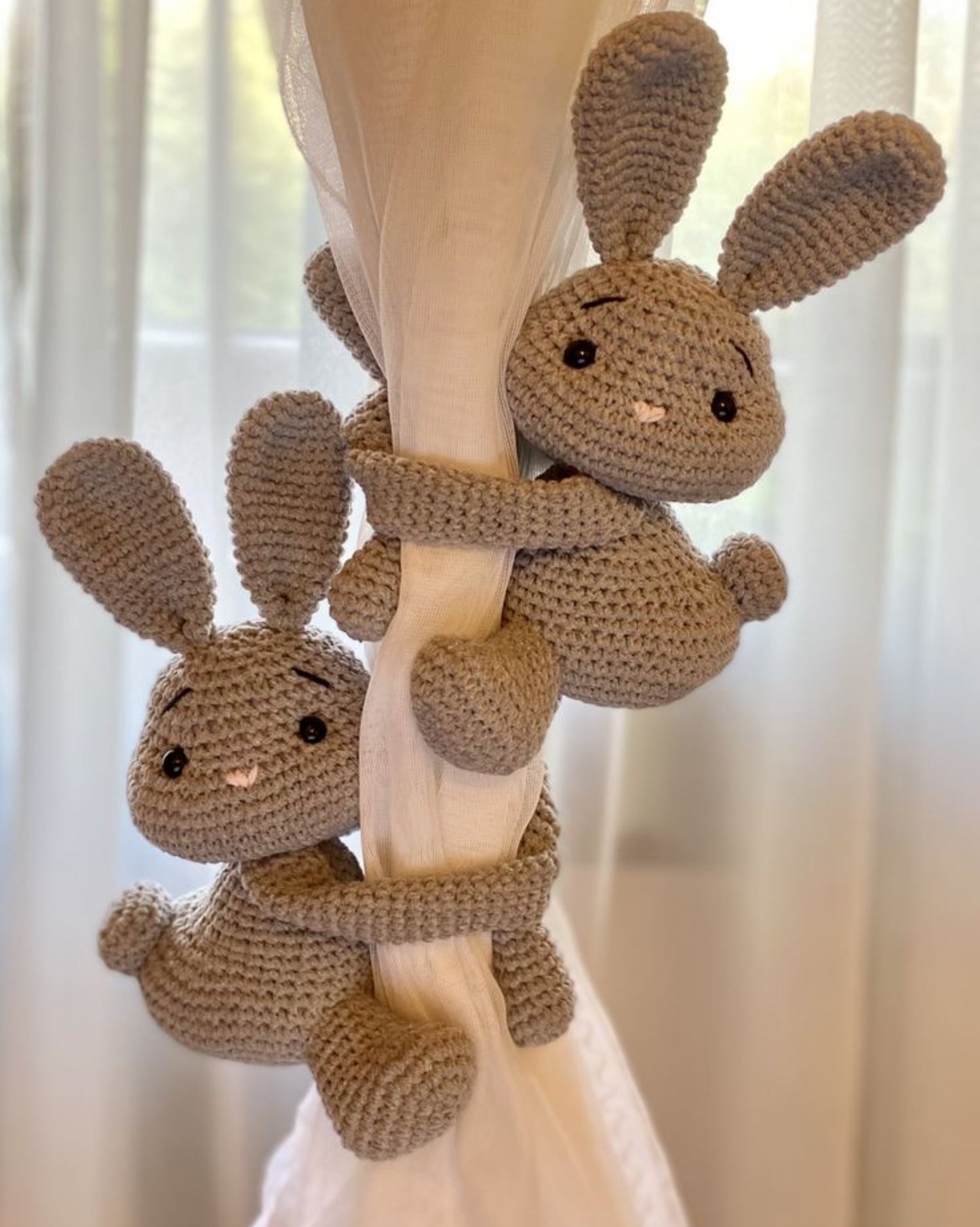 Crochet Rabbit Tiebacks 2pc