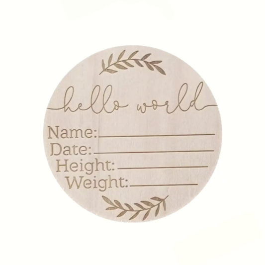 Engraved Wooden Hello Milestone