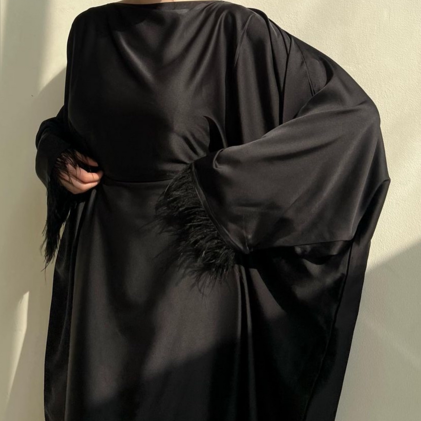 Jet Black Satin Kaftan