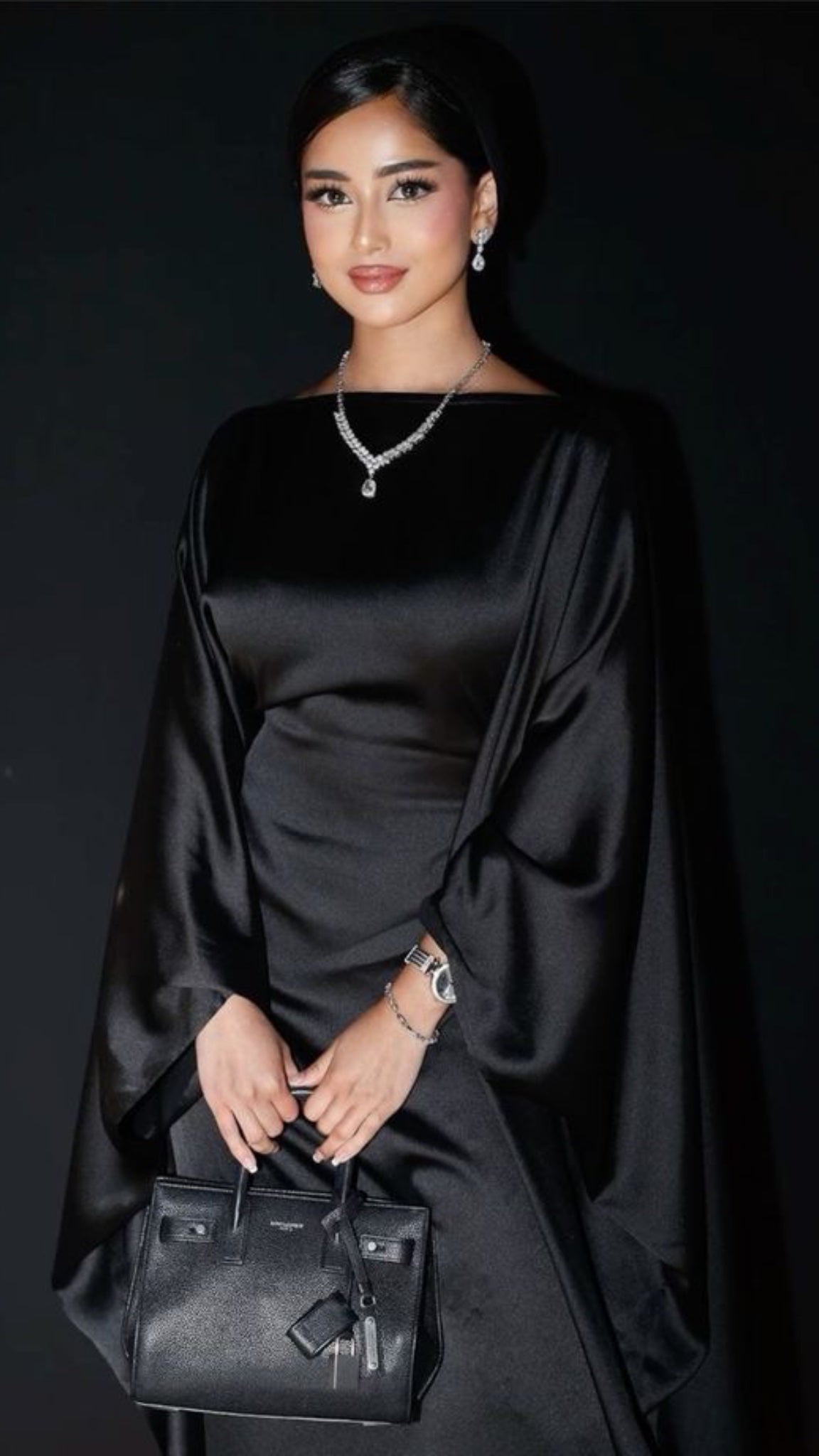 Black satin kaftan