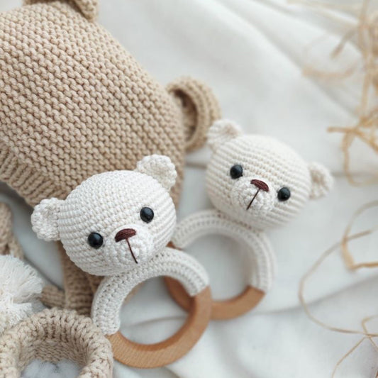 White bear rattle toy